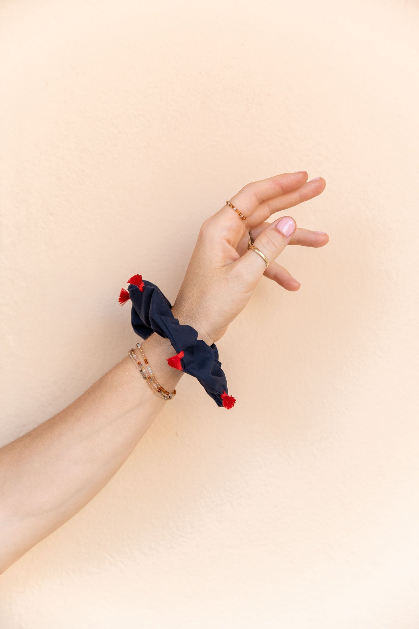 Scrunchie - MEDINA cotton - marine tassel - collab zürich