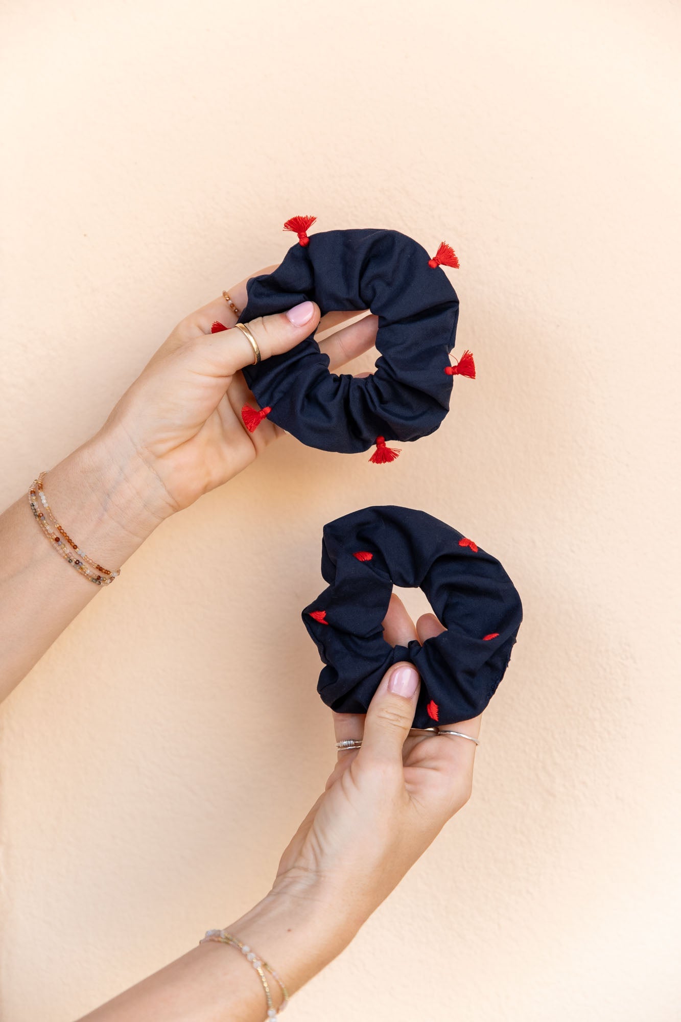 Scrunchie - MEDINA cotton - marine hearts - collab zürich