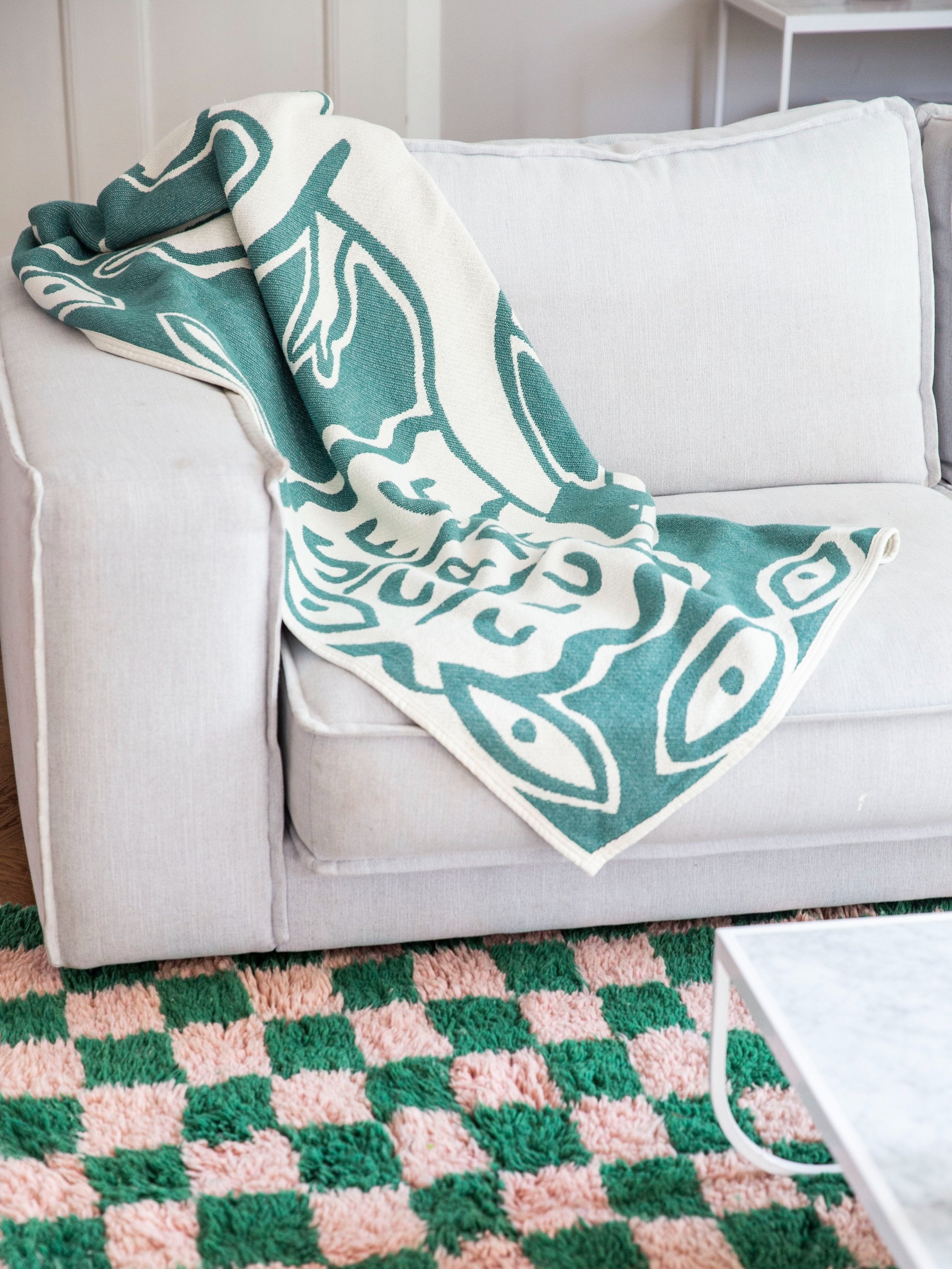 cotton blanket - self care club - green - collab zürich