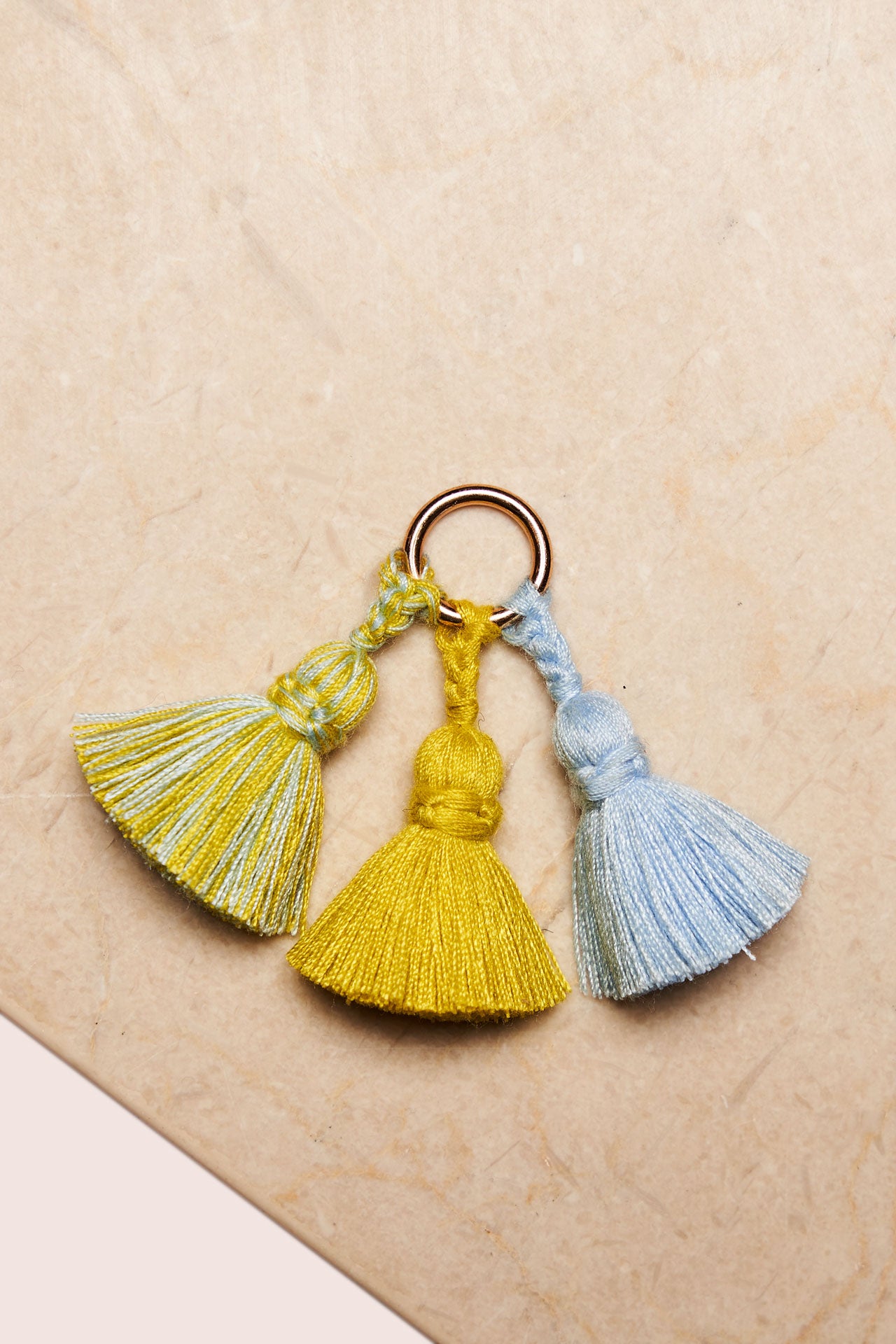 tassel trio - SHOUSHA - light blue, limegreen, yuzu - collab zürich