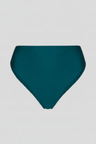 Teal high-waisted bikini bottom on a white background