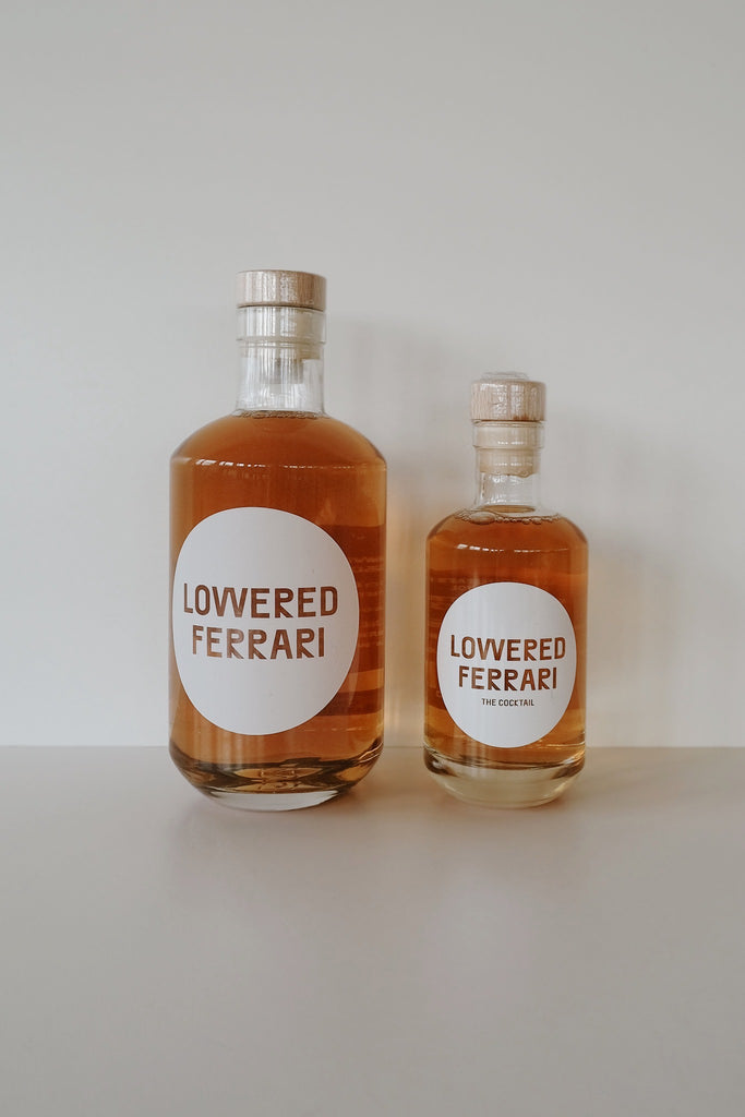 cocktail in a bottle - lowered ferrari - collab zürich