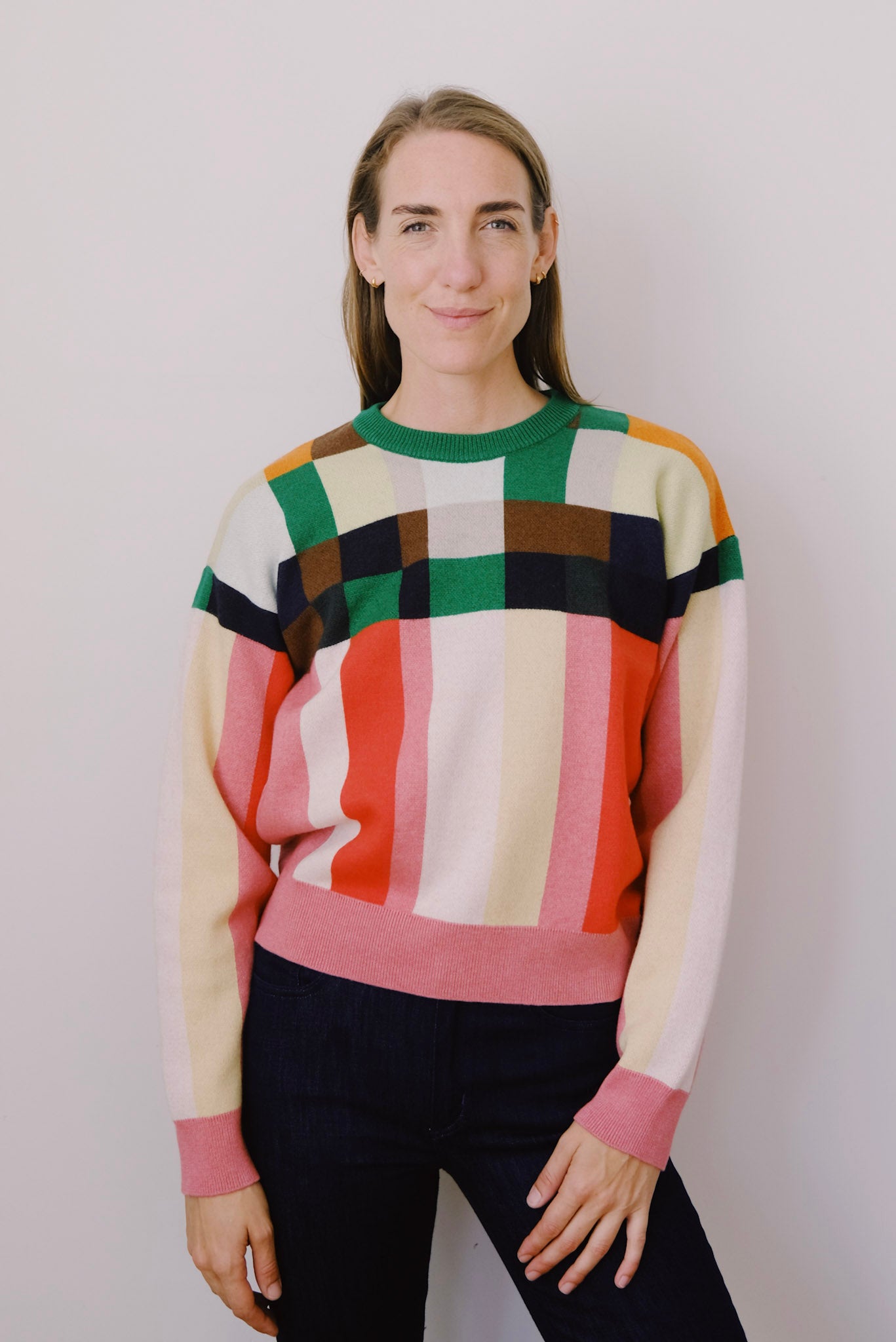 knitted sweater - phylis grid - collab zürich