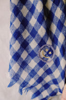 woolen scarf - blue smiley check - collab zürich