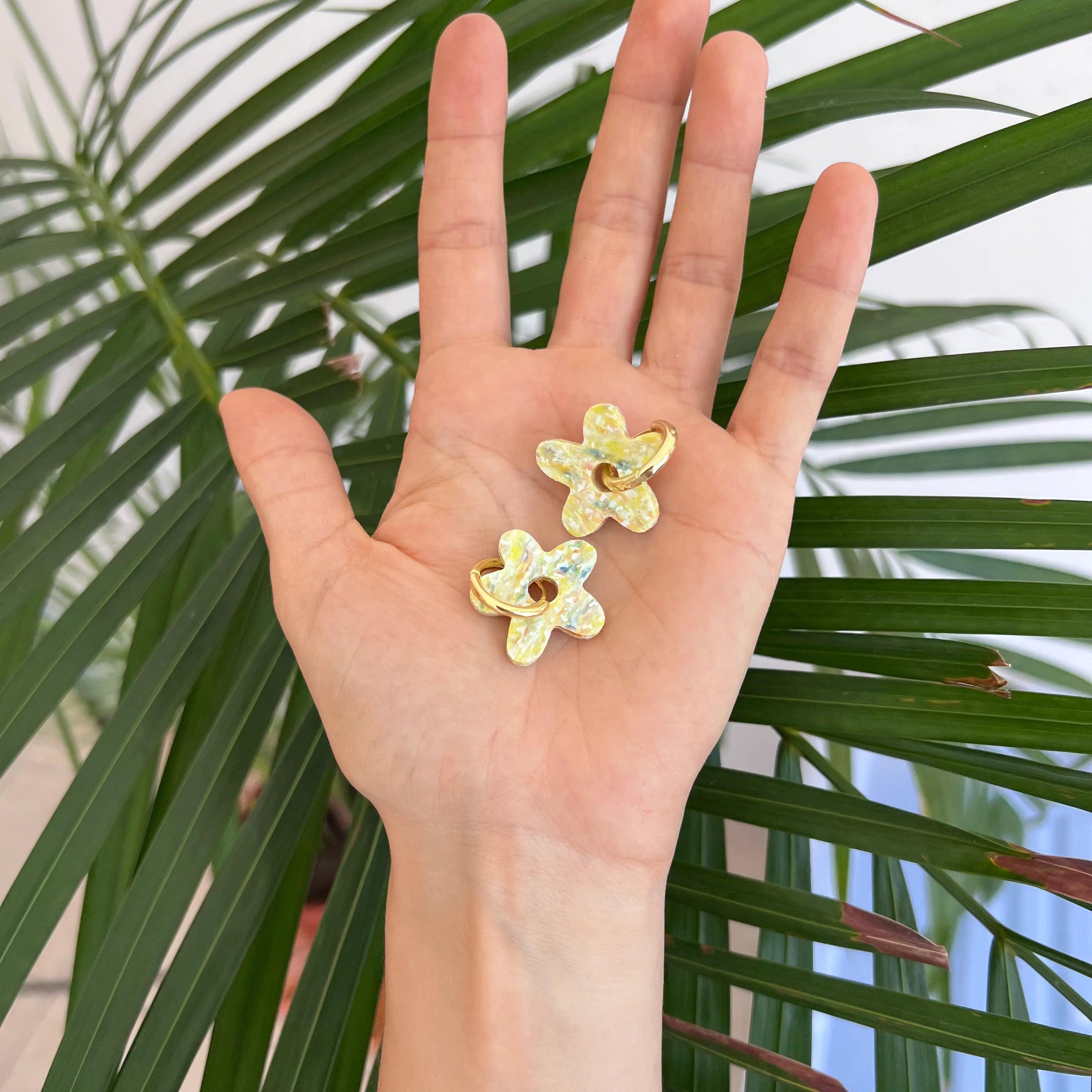 earrings - floral - yellow - collab zürich