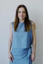 linen top - ANNA LISA - blue - collab zürich