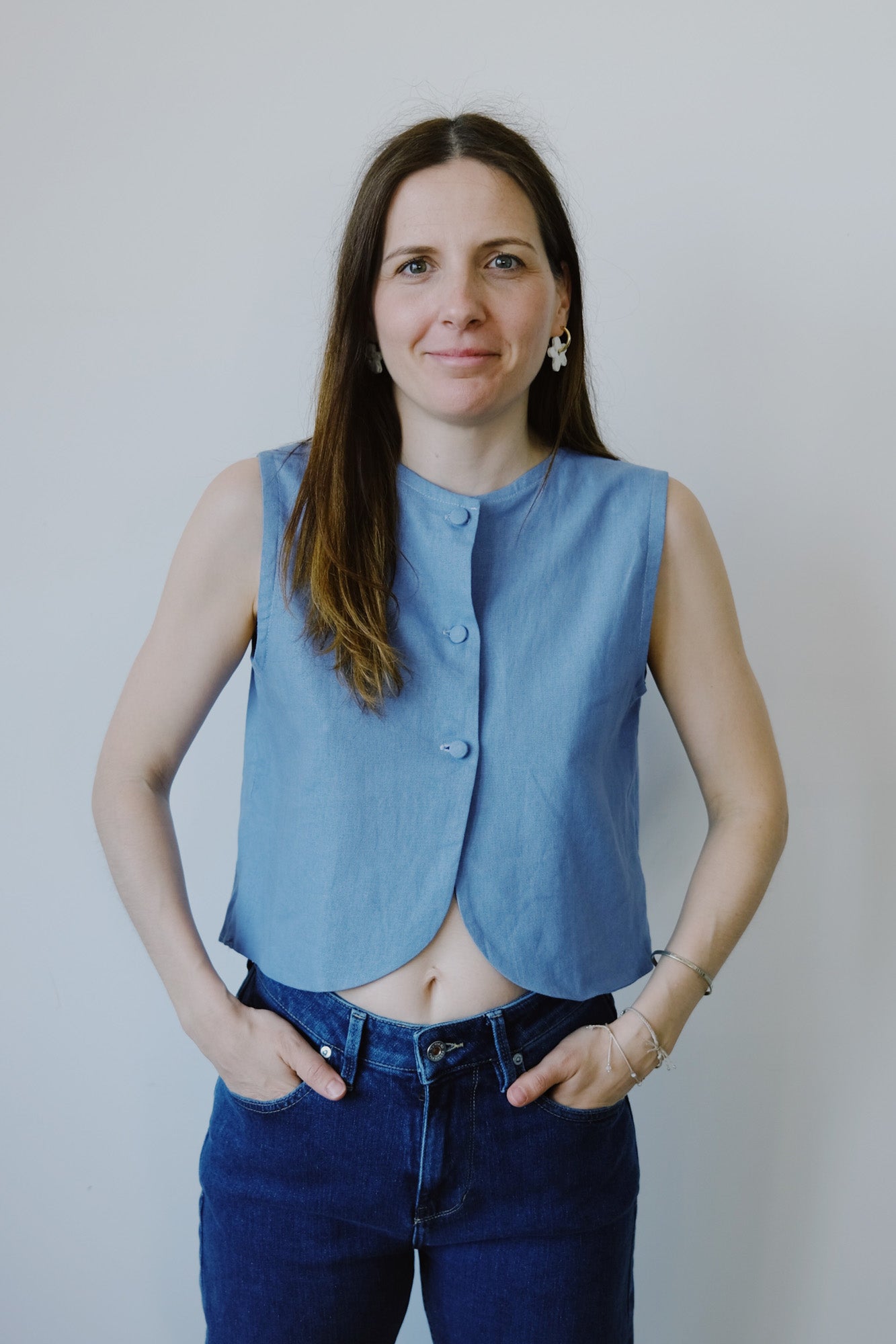 linen top - ANNA LISA - blue - collab zürich