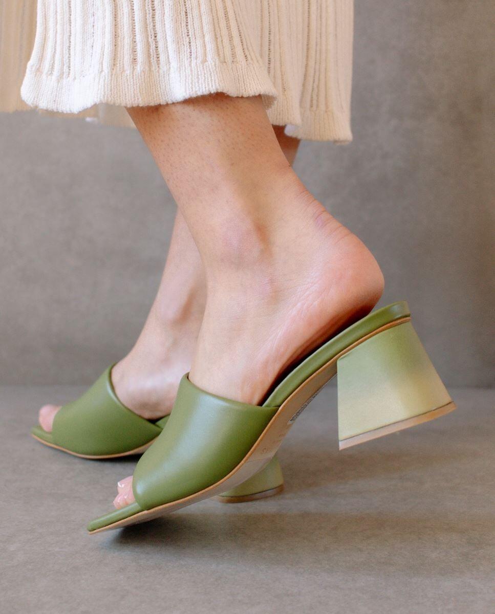leather sandals - brushed - evergreen - collab zürich