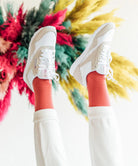 socks - ribbed coral red - collab zürich