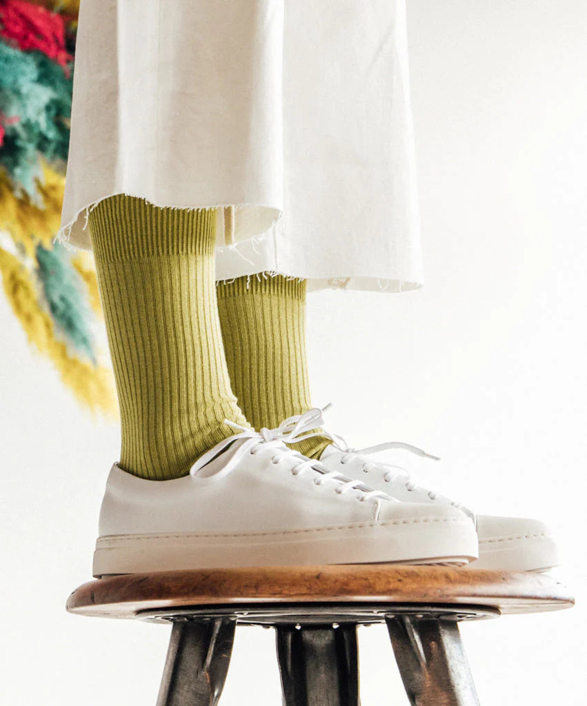 socks - ribbed lime green - collab zürich