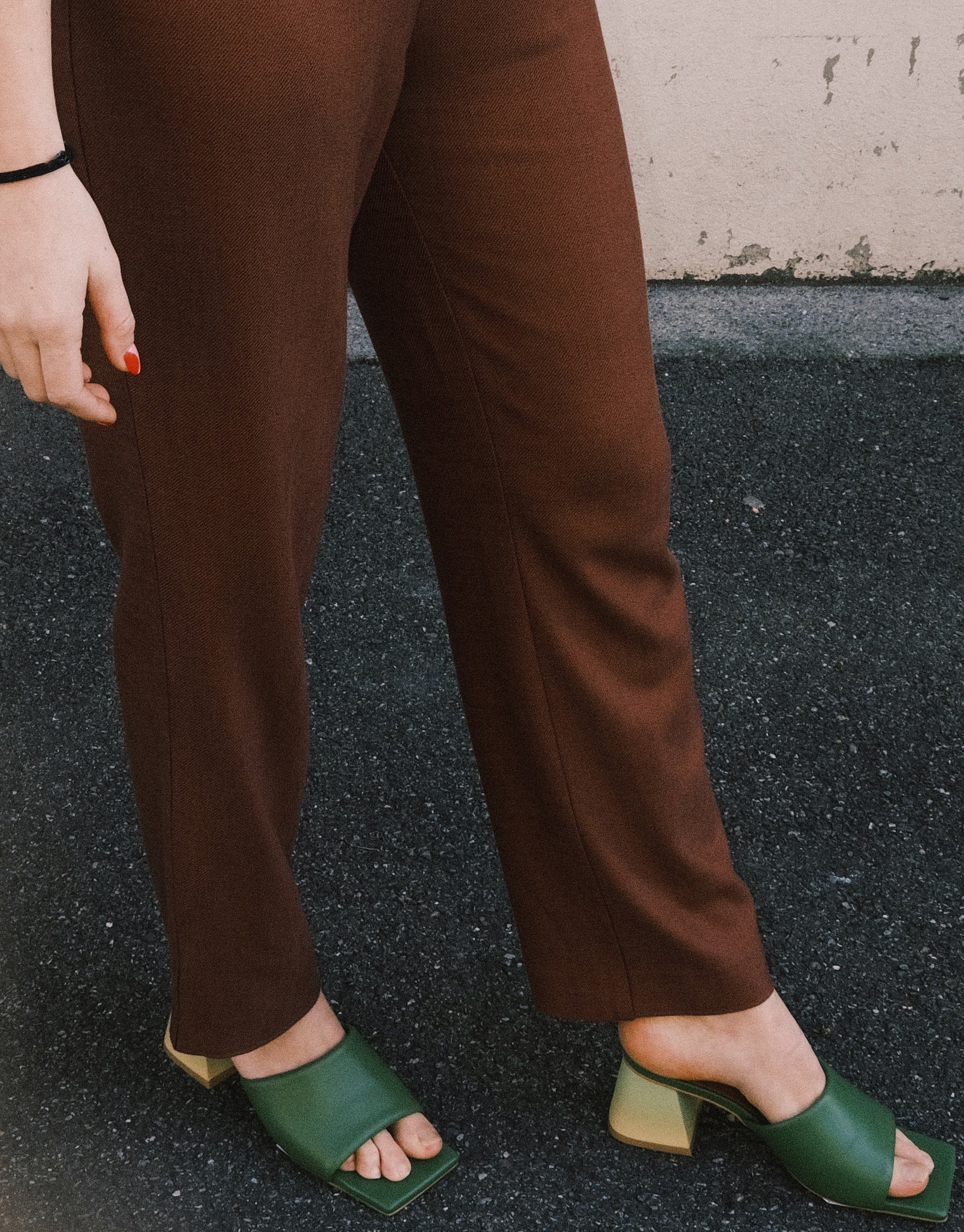 leather sandals - brushed - evergreen - collab zürich