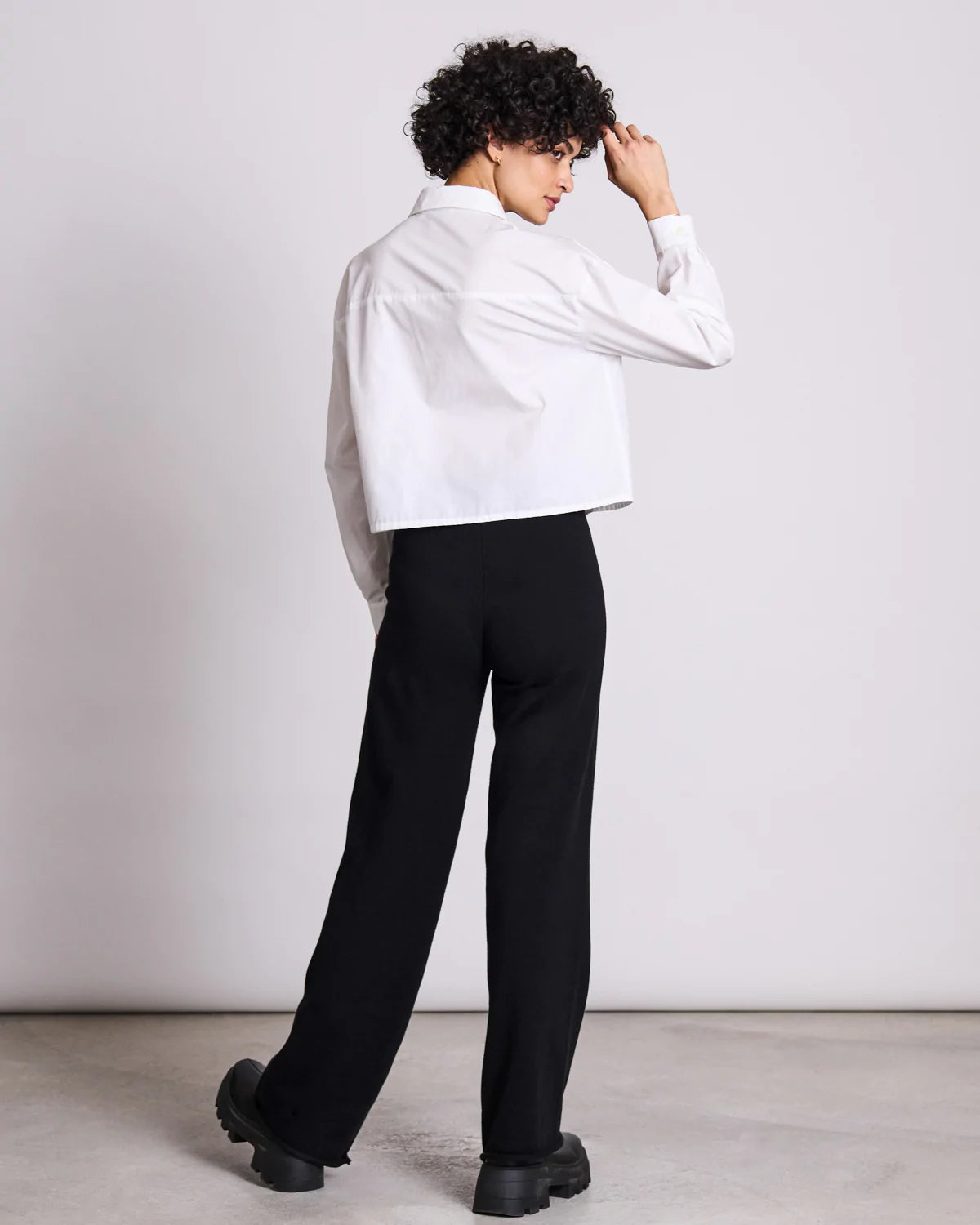 cotton knit pants - ana - black - collab zürich