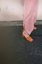 leather sandals - brushed - pomelo - collab zürich