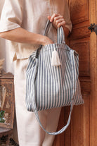 bag - NORA - blue stripes - tassel - collab zürich