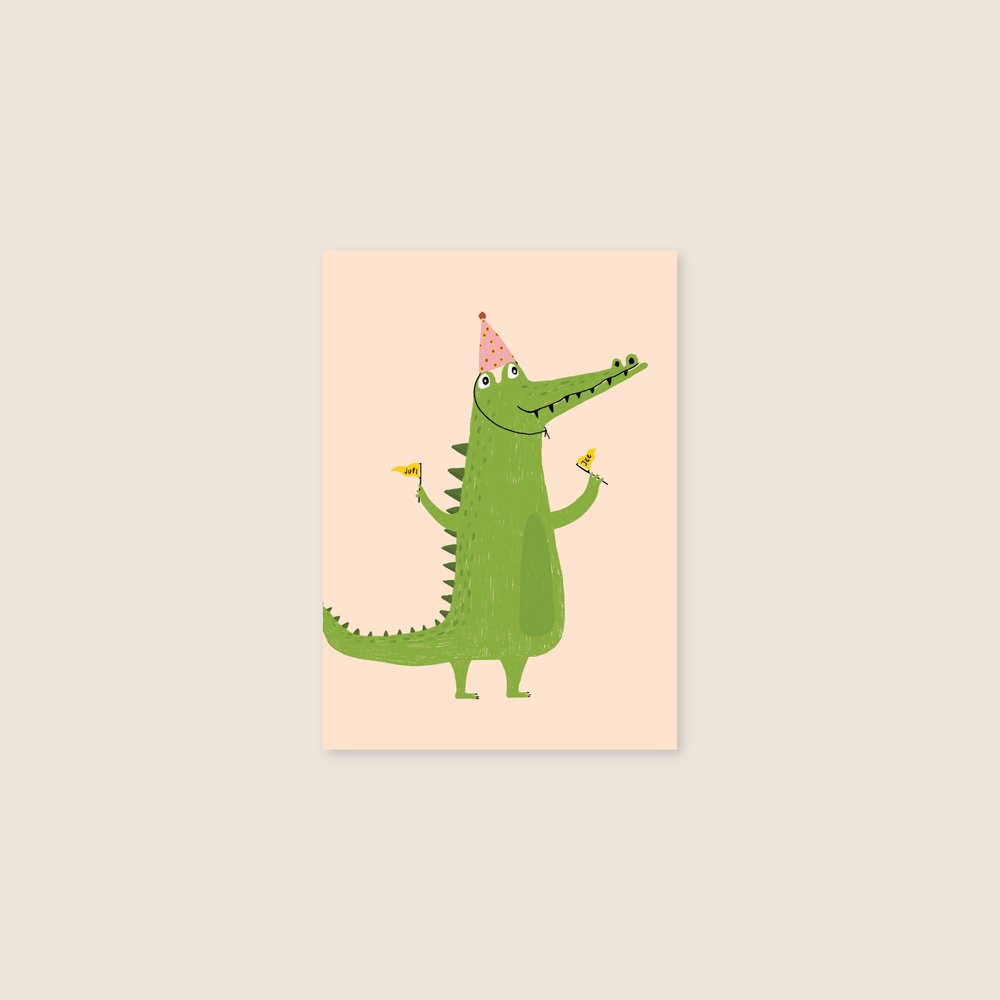 postcard - birthday crocodile - collab zürich