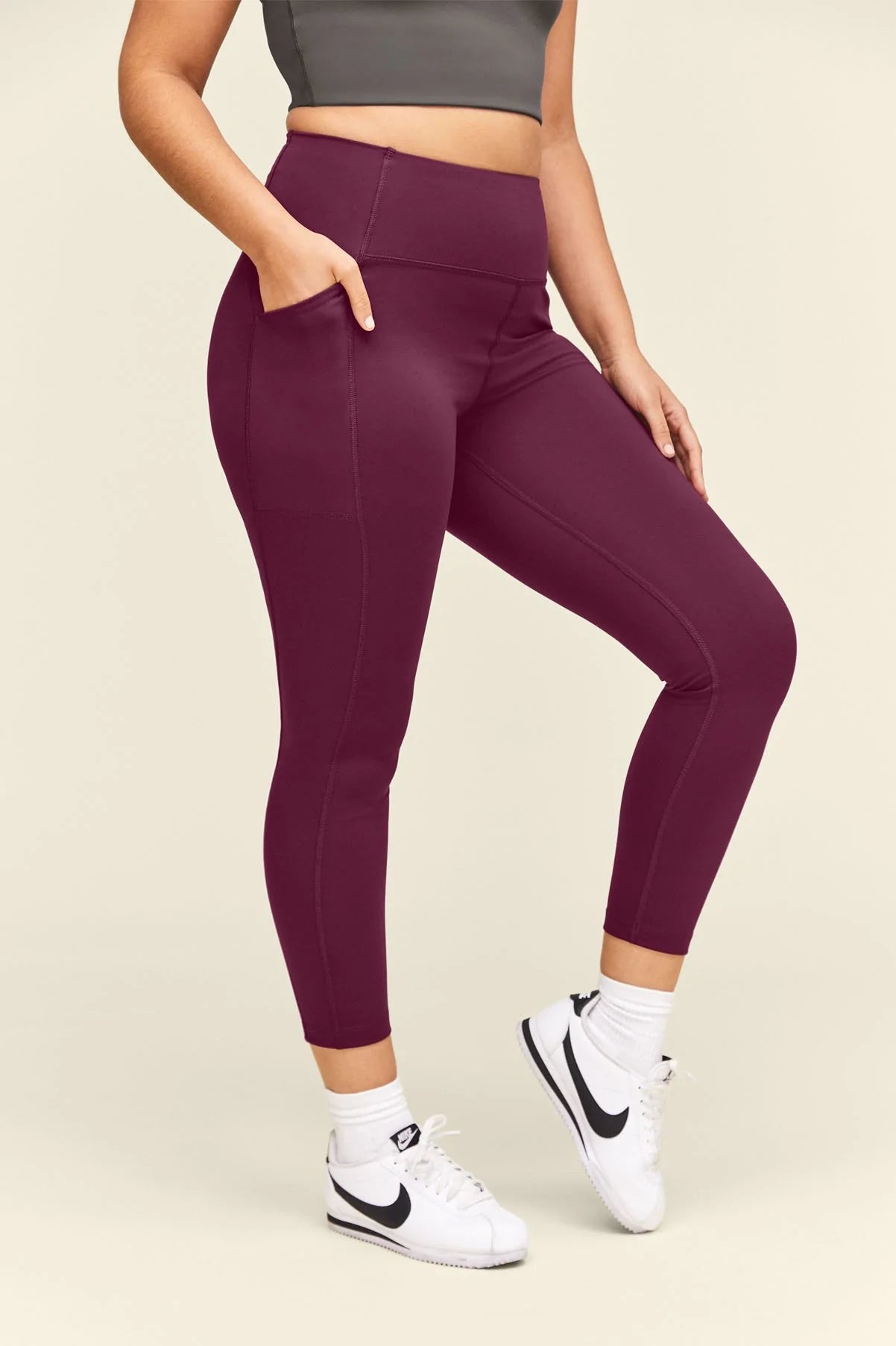 long leggings pocket - plum - collab zürich