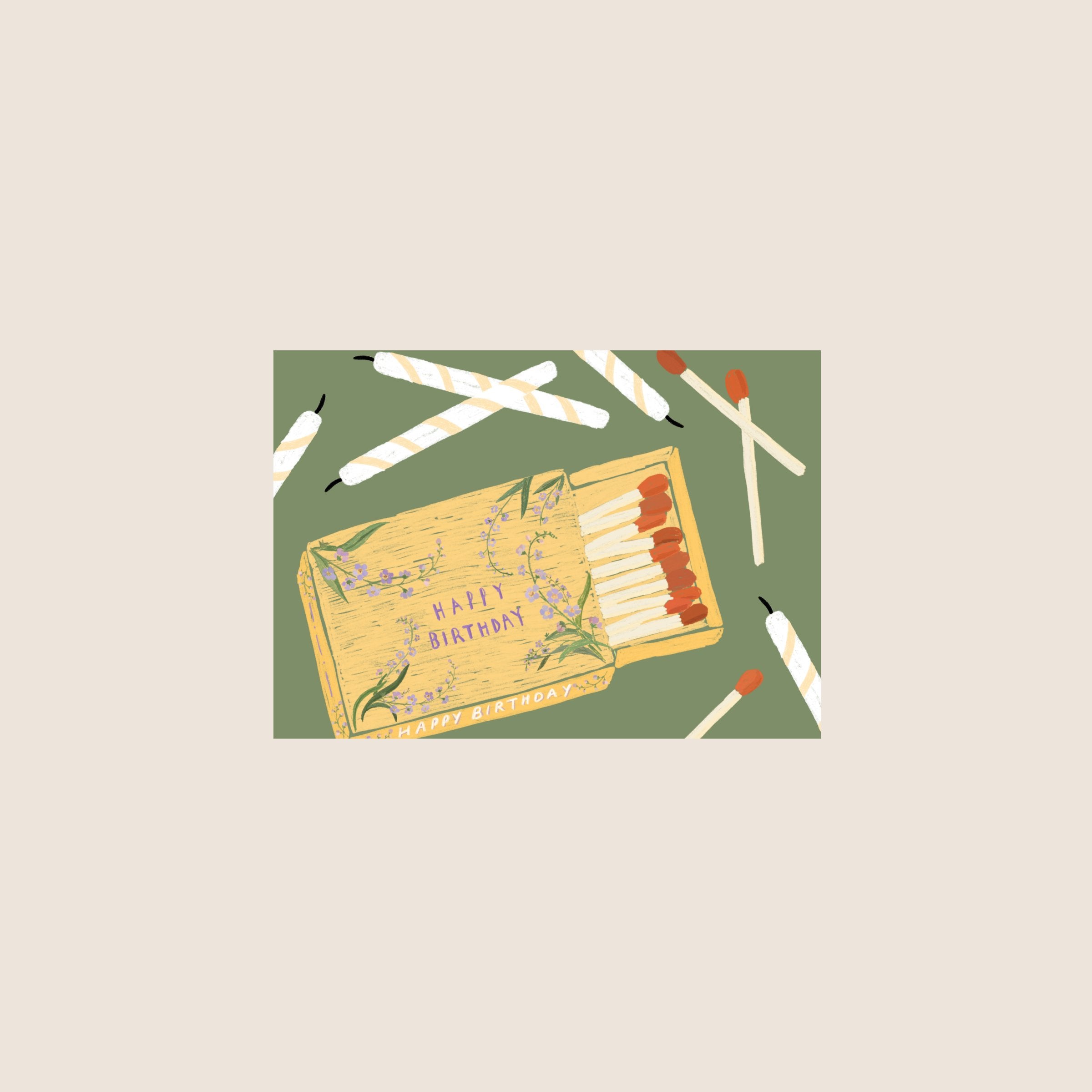postcard - happy birthday matches - collab zürich