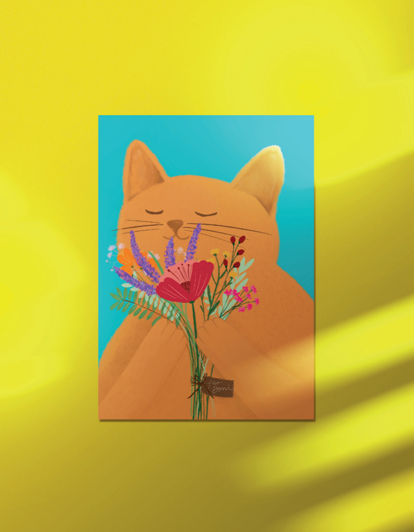postcard - rob with flowers - collab zürich