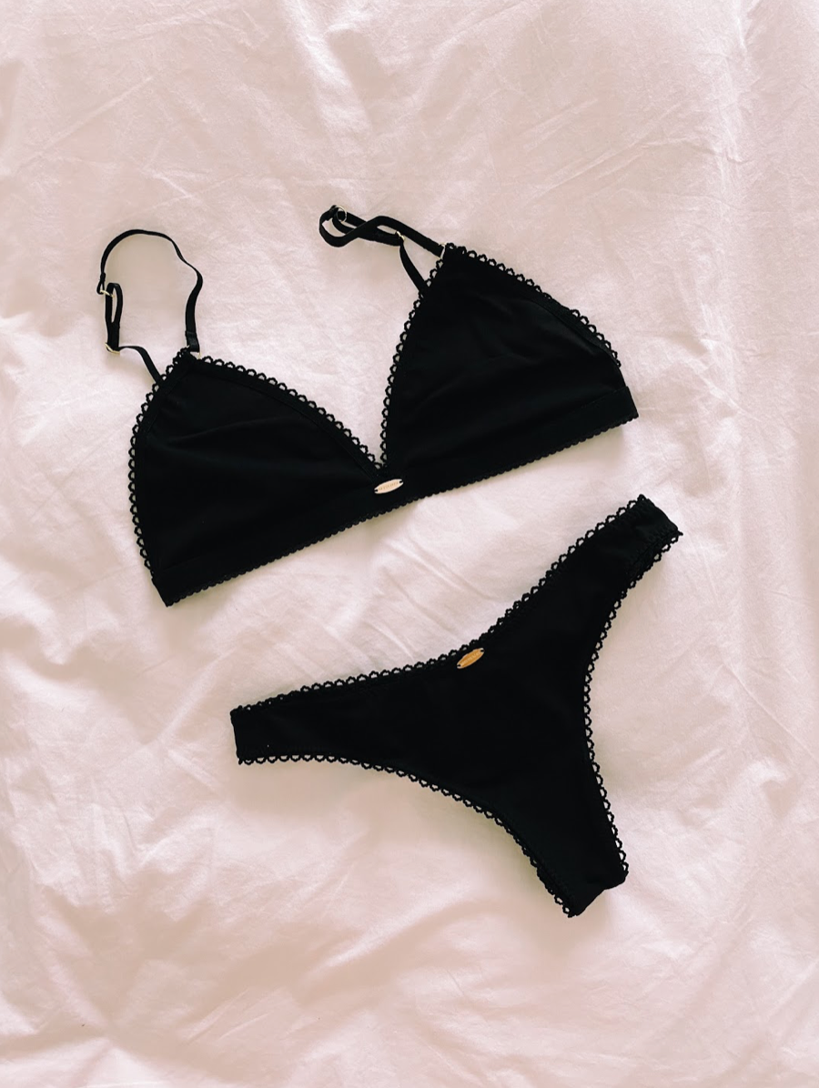 bamboo underwear - thong - black - collab zürich