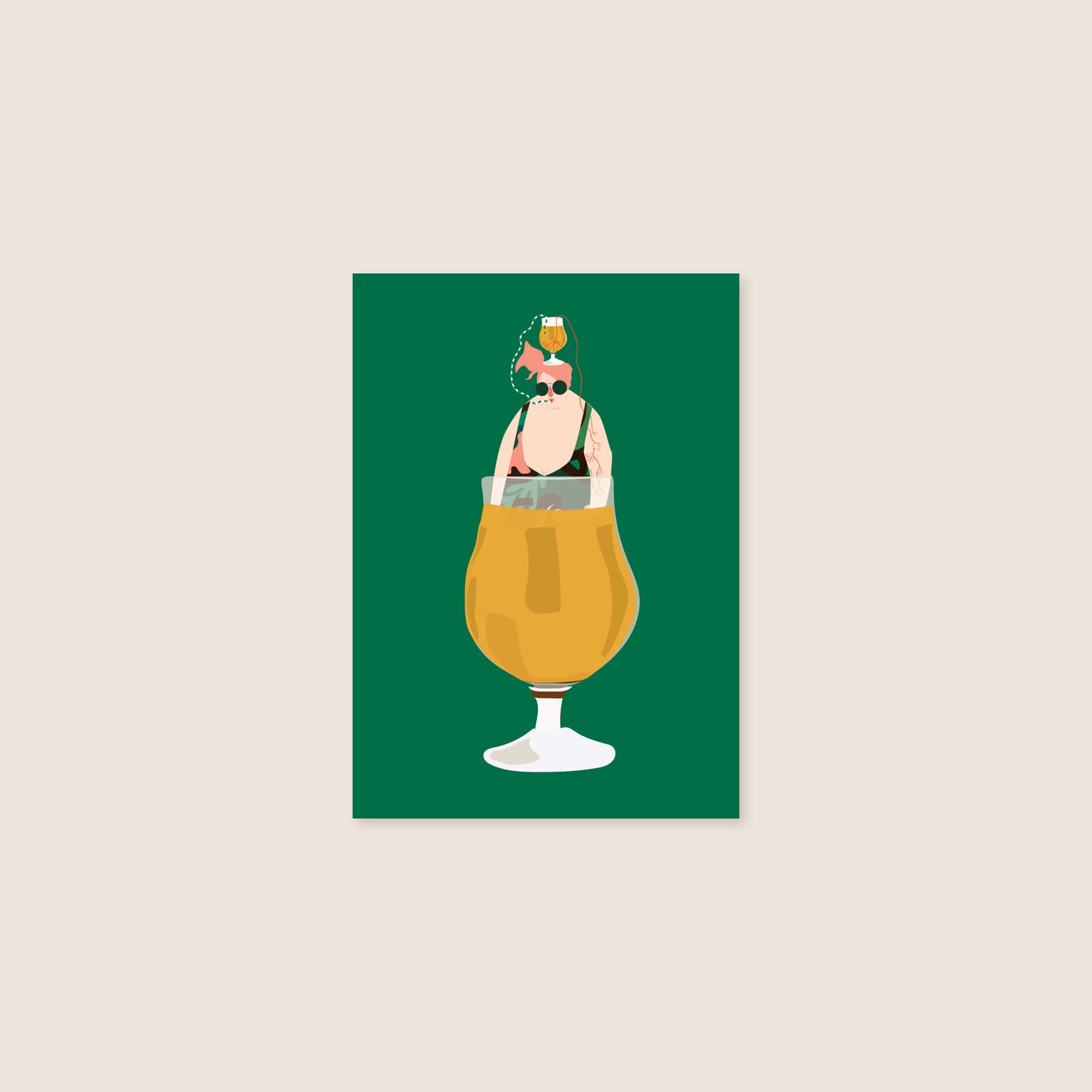 postcard - beer woman - collab zürich