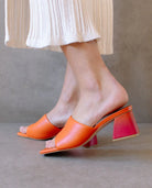 leather sandals - brushed - pomelo - collab zürich