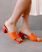 leather sandals - brushed - pomelo - collab zürich