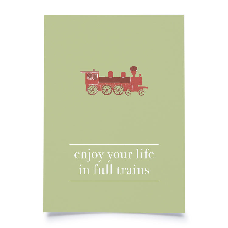 postcard - enjoy your life in full trains - collab zürich