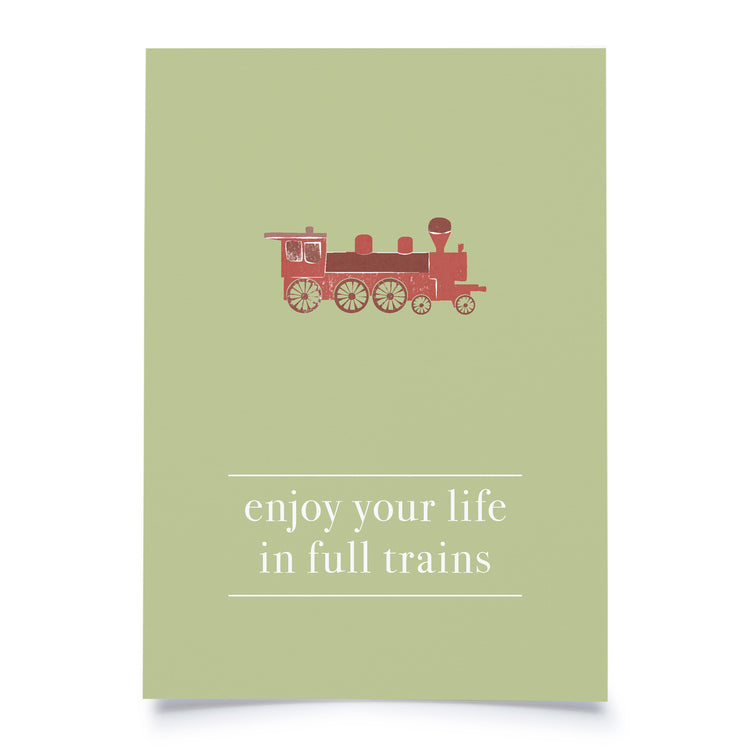 postcard - enjoy your life in full trains - collab zürich