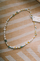 necklace - blue-tangerine and pearls - collab zürich