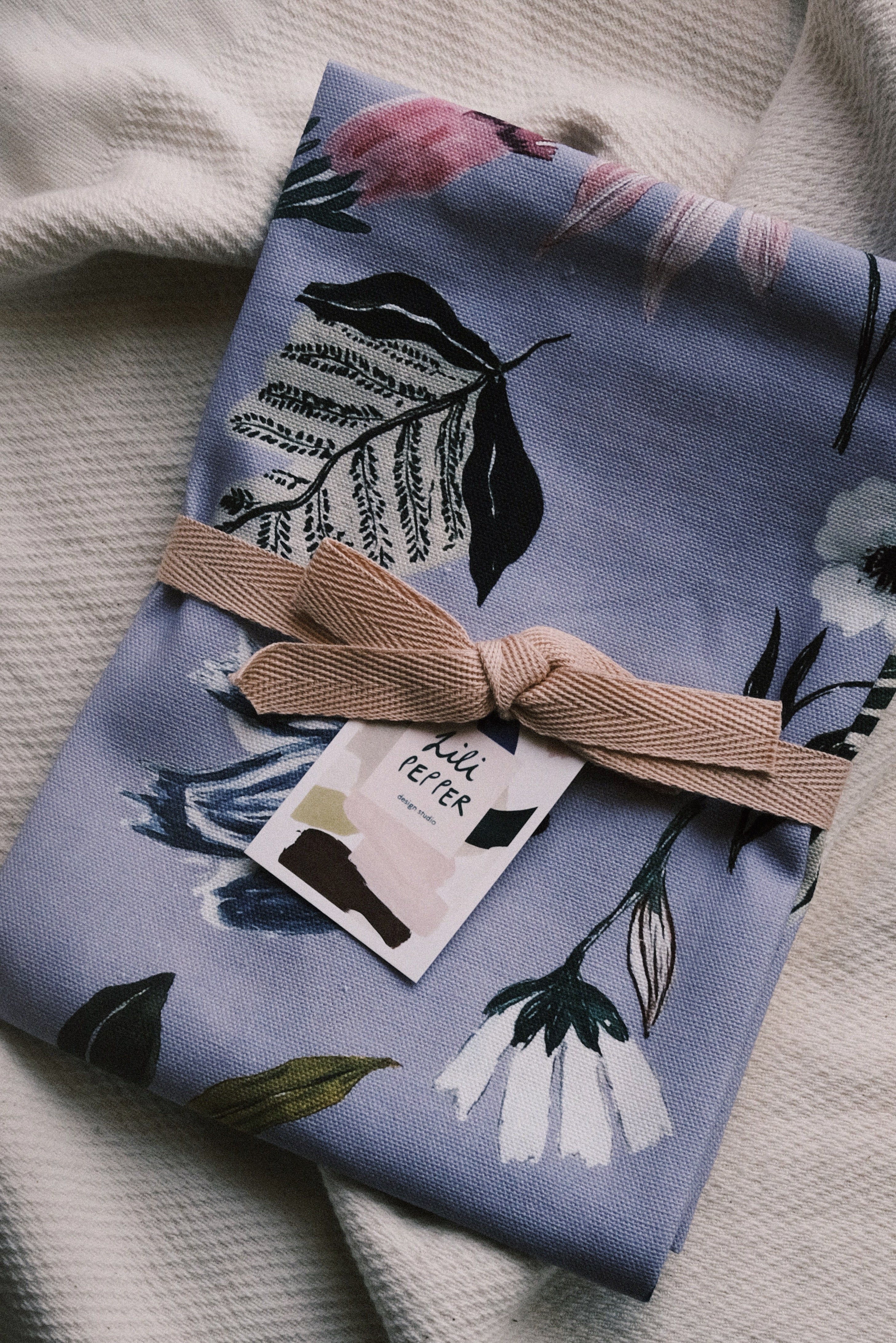 kitchen towel - purple flowers - collab zürich