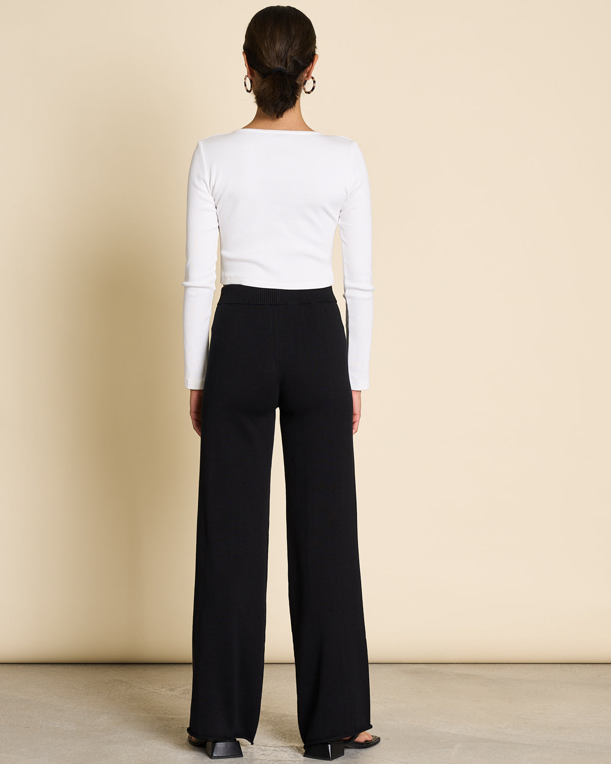cotton knit pants - ana - black - collab zürich