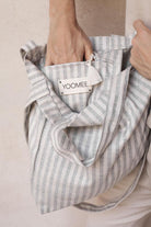 bag - NORA - light grey stripes - tassel - collab zürich