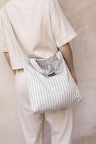 bag - NORA - light grey stripes - tassel - collab zürich