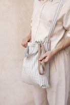 bag - NORA - light grey stripes - tassel - collab zürich