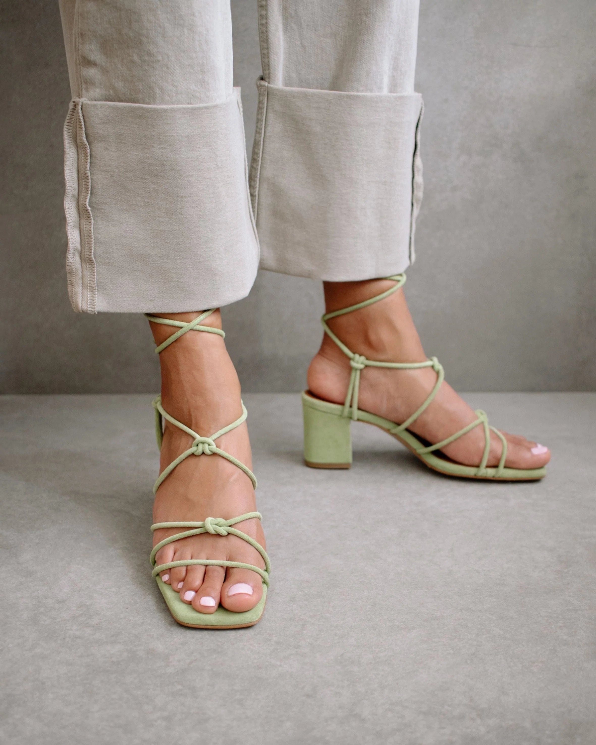 suede sandals - paloma - mint - collab zürich