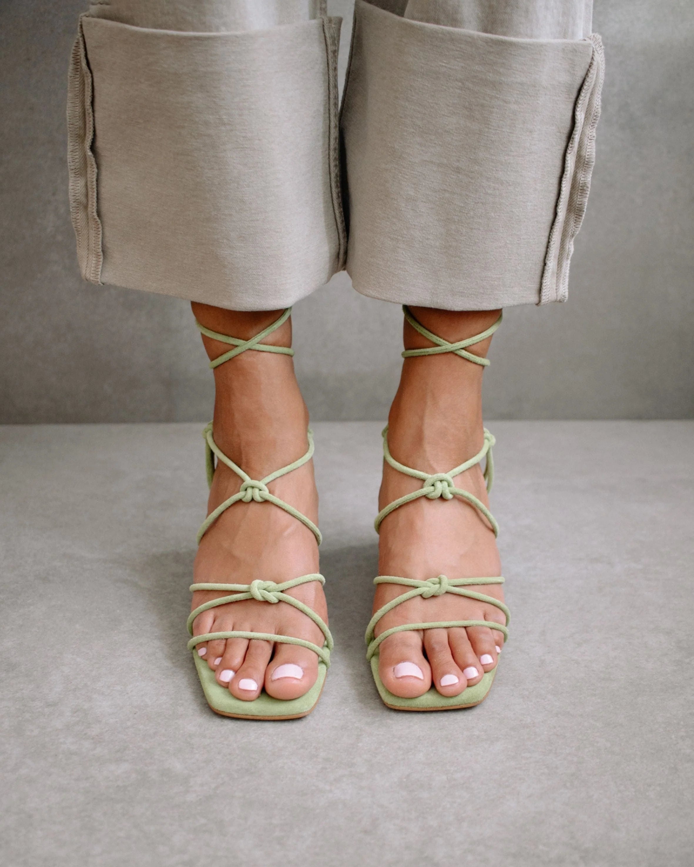 suede sandals - paloma - mint - collab zürich