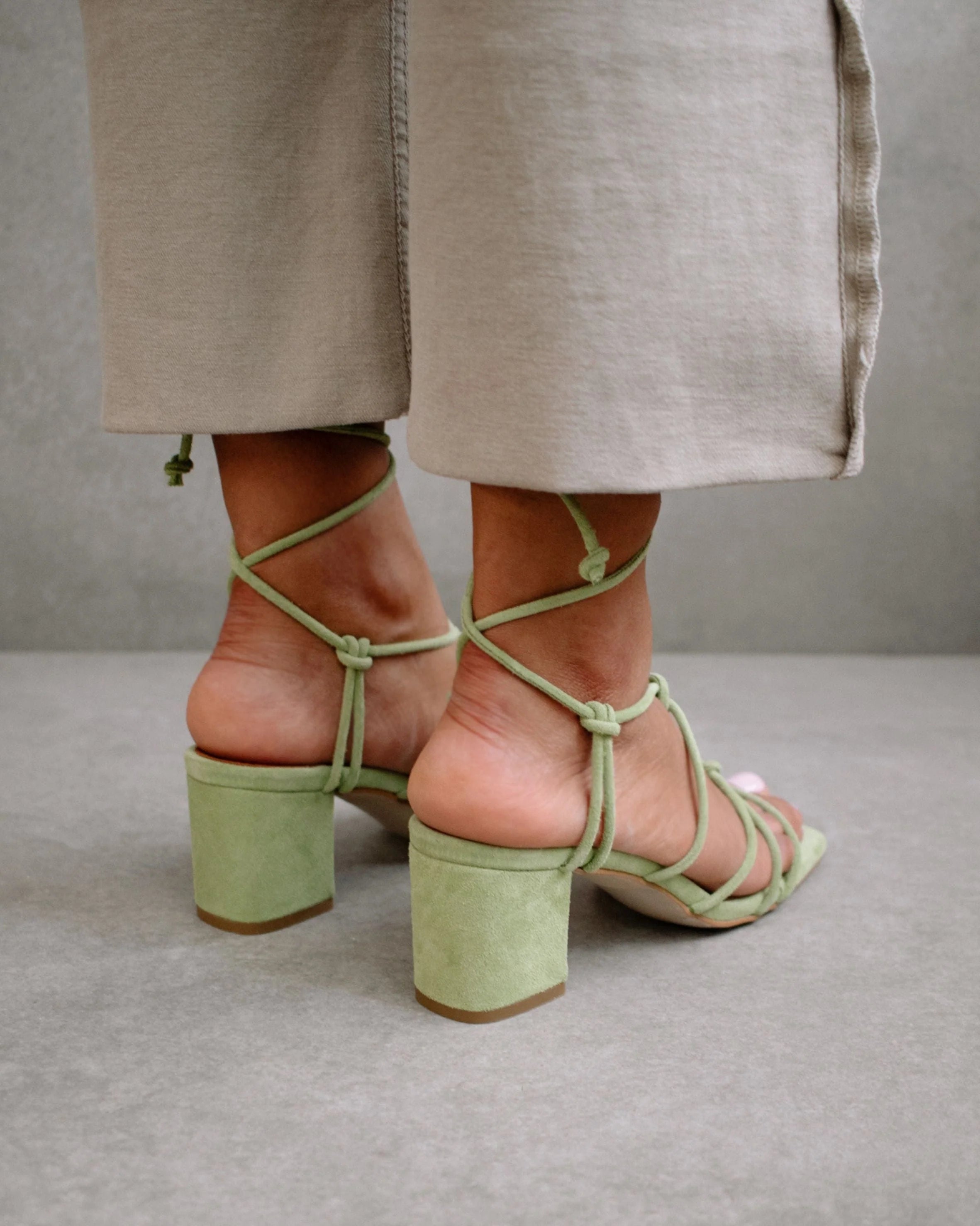 suede sandals - paloma - mint - collab zürich